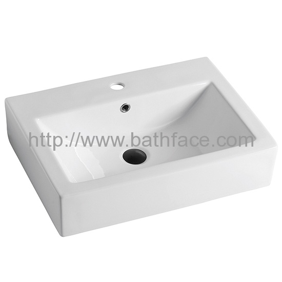 Ceramic Bathroom Above Counter Square Vessel Sink