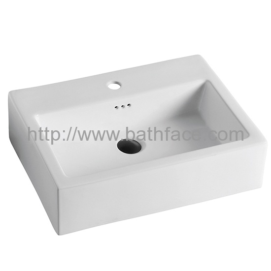 Ceramic Bathroom Above Counter Square White Vessel